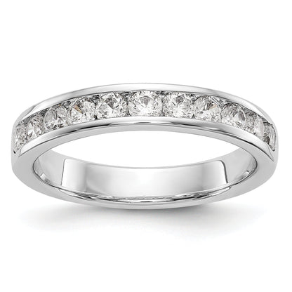 0.77ct. CZ Solid Real 14K White Gold 11-Stone Channel Wedding Band Ring