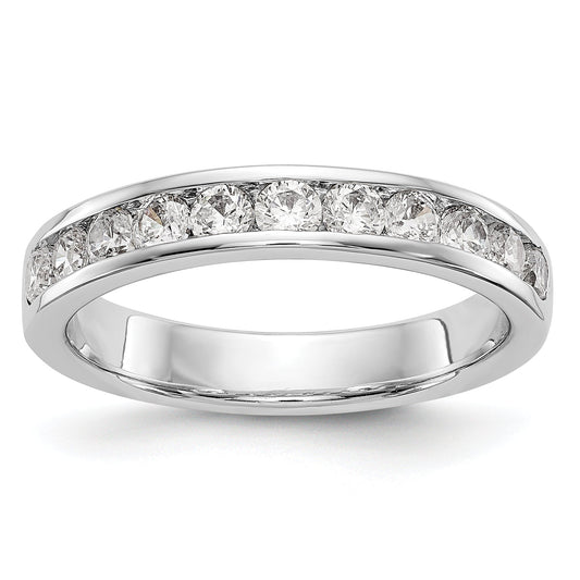 0.77ct. CZ Solid Real 14K White Gold 11-Stone Channel Wedding Band Ring