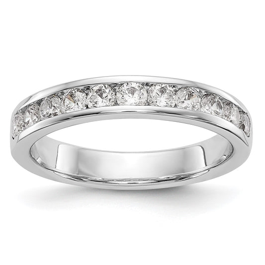 14k White Gold 11-Stone 3/4 carat Round Diamond Complete Channel Band