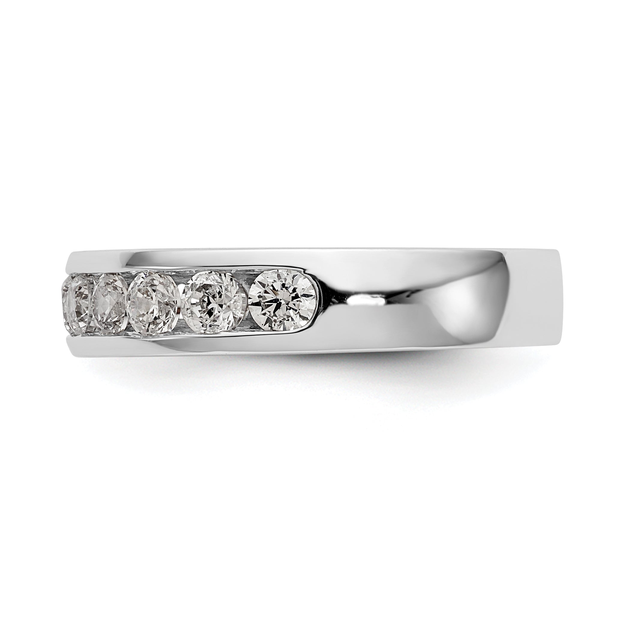 0.99ct. CZ Solid Real 14K White Gold 11-2.8mm Stone Channel Wedding Band Ring