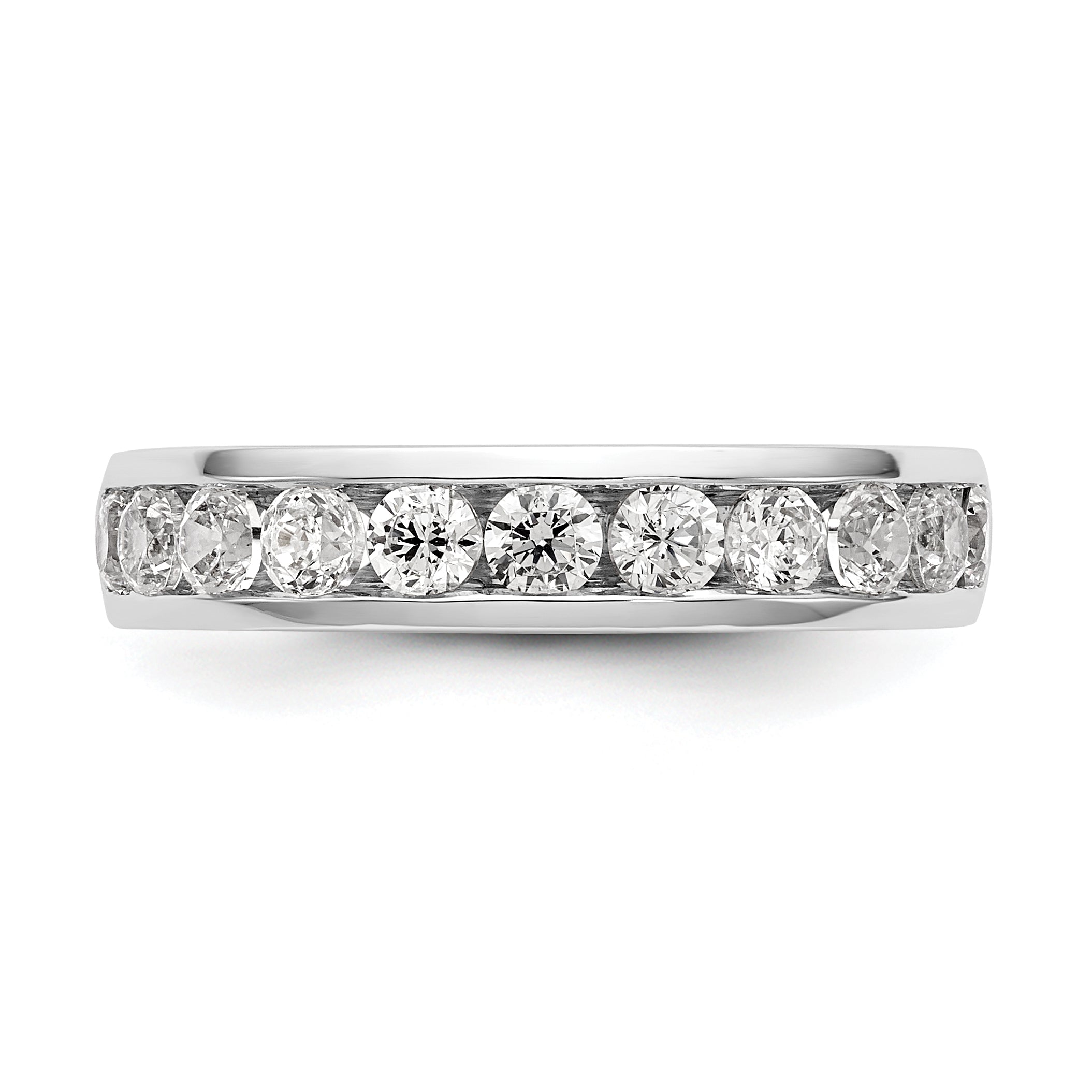 0.99ct. CZ Solid Real 14K White Gold 11-Stone Channel Wedding Band Ring
