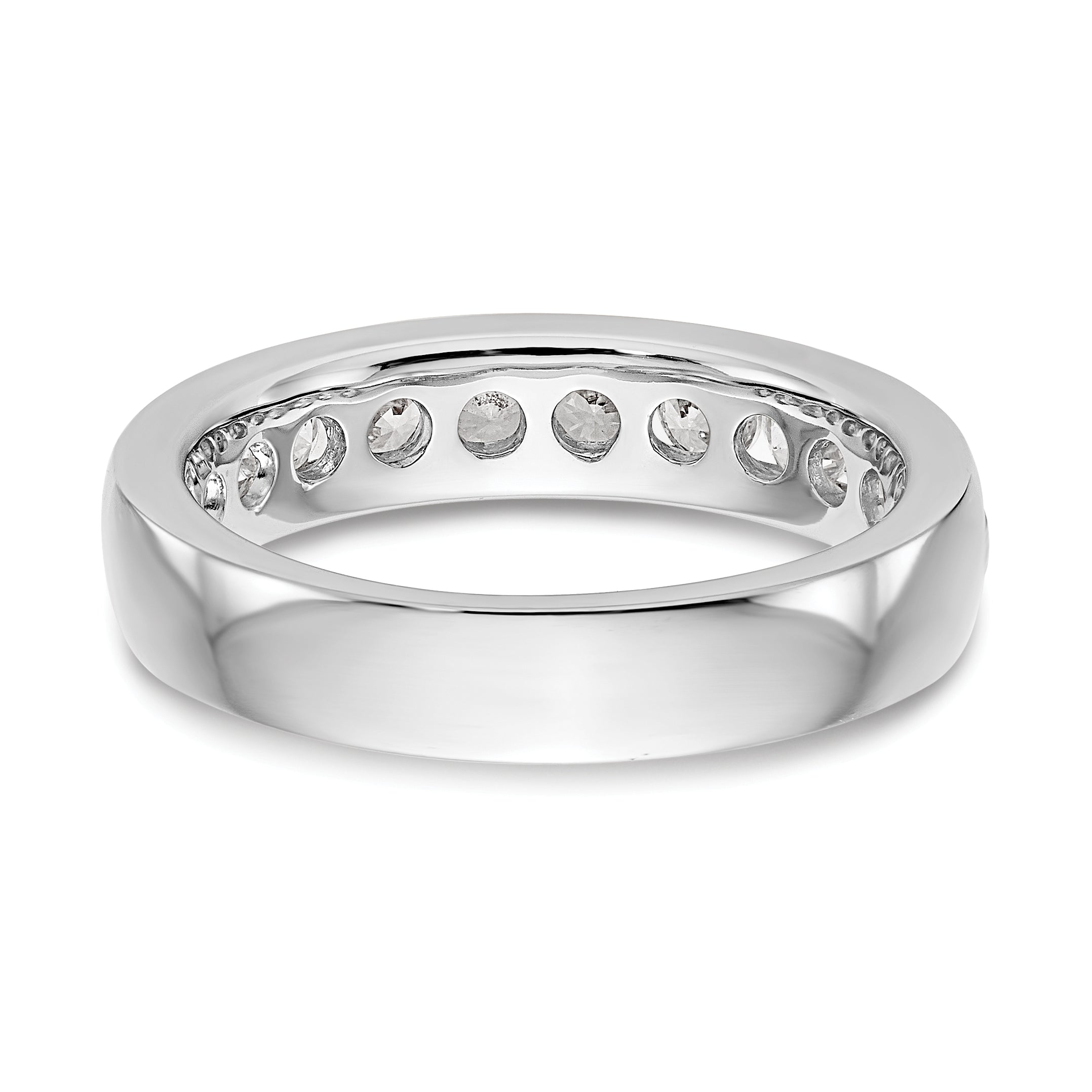 0.99ct. CZ Solid Real 14K White Gold 11-Stone Channel Wedding Band Ring