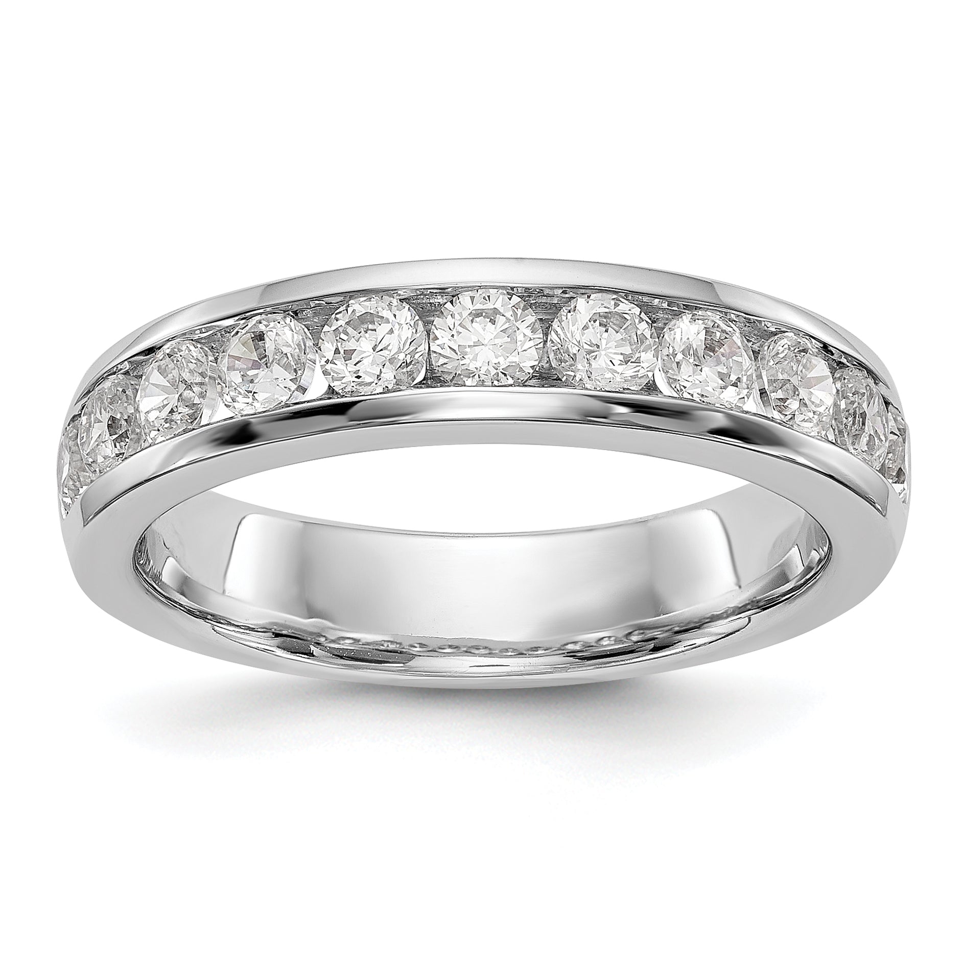 0.99ct. CZ Solid Real 14K White Gold 11-Stone Channel Wedding Band Ring