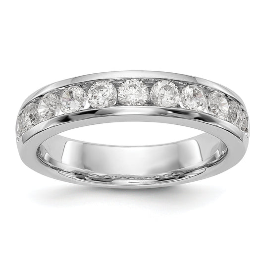 0.99ct. CZ Solid Real 14K White Gold 11-Stone Channel Wedding Band Ring