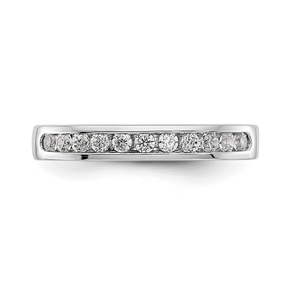 14K White Gold 11-Stone Real Diamond Channel Band