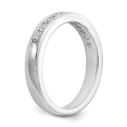 14K White Gold 11-Stone Real Diamond Channel Band