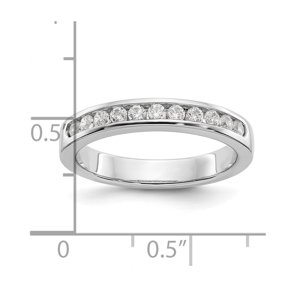 14K White Gold 11-Stone Real Diamond Channel Band