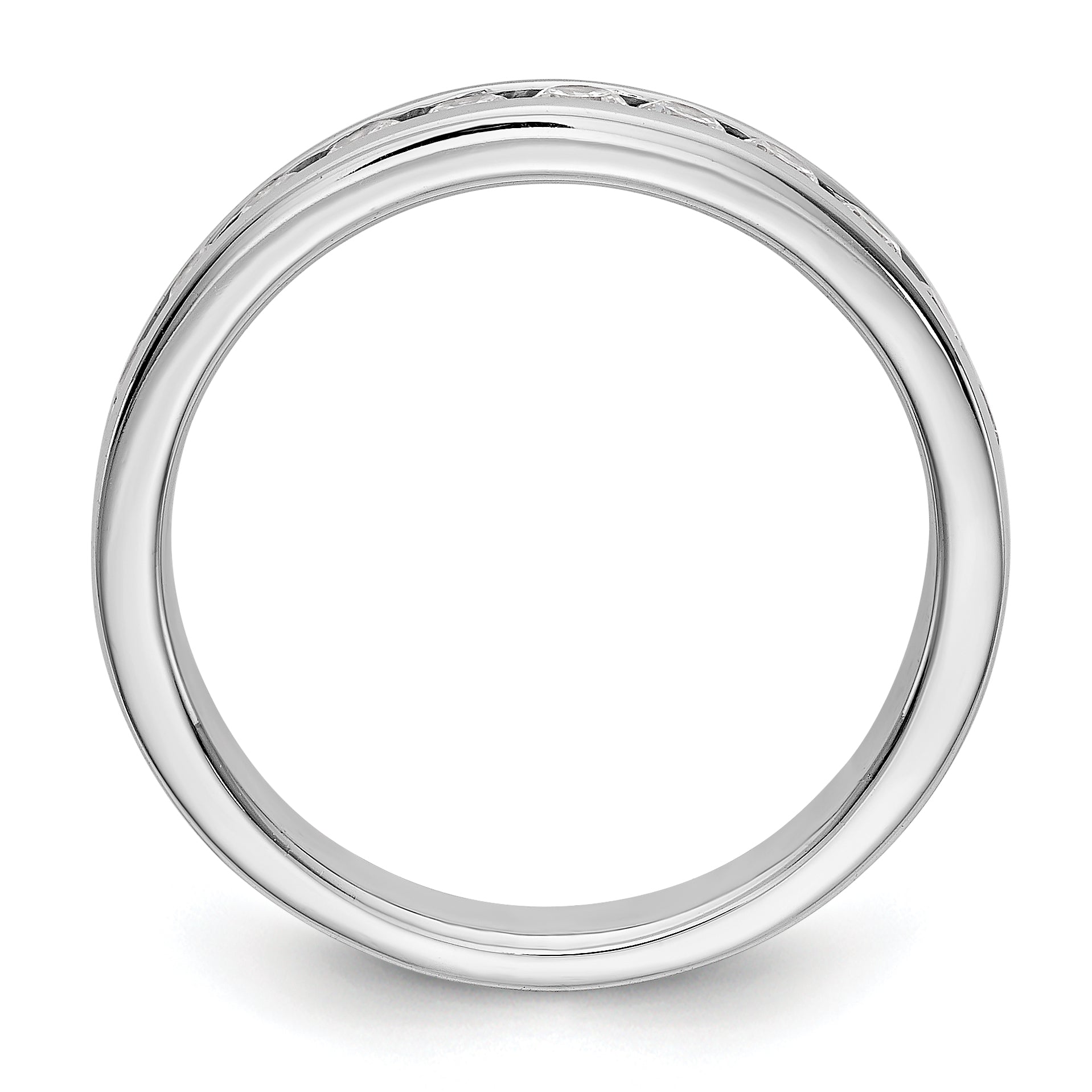 0.55ct. CZ Solid Real 14K White Gold 11-2.3mm Stone Channel Wedding Band Ring