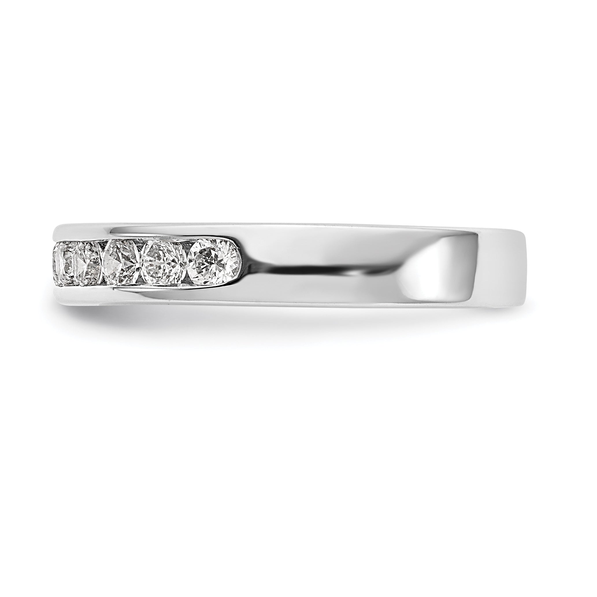 0.55ct. CZ Solid Real 14K White Gold 11-2.3mm Stone Channel Wedding Band Ring