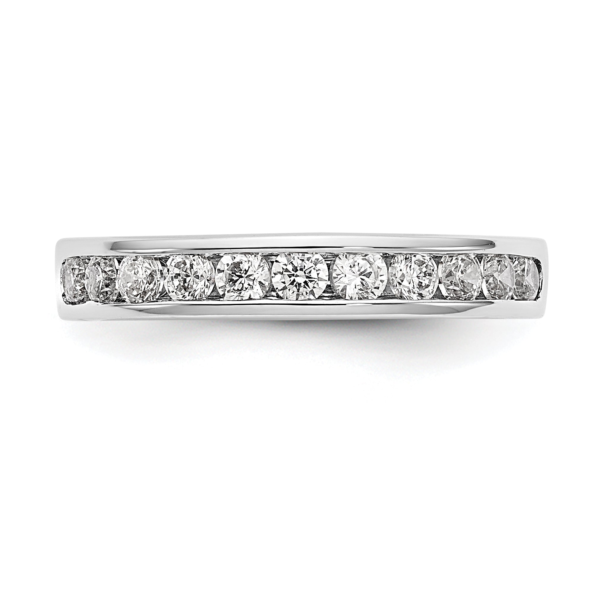 0.55ct. CZ Solid Real 14K White Gold 11-2.3mm Stone Channel Wedding Band Ring