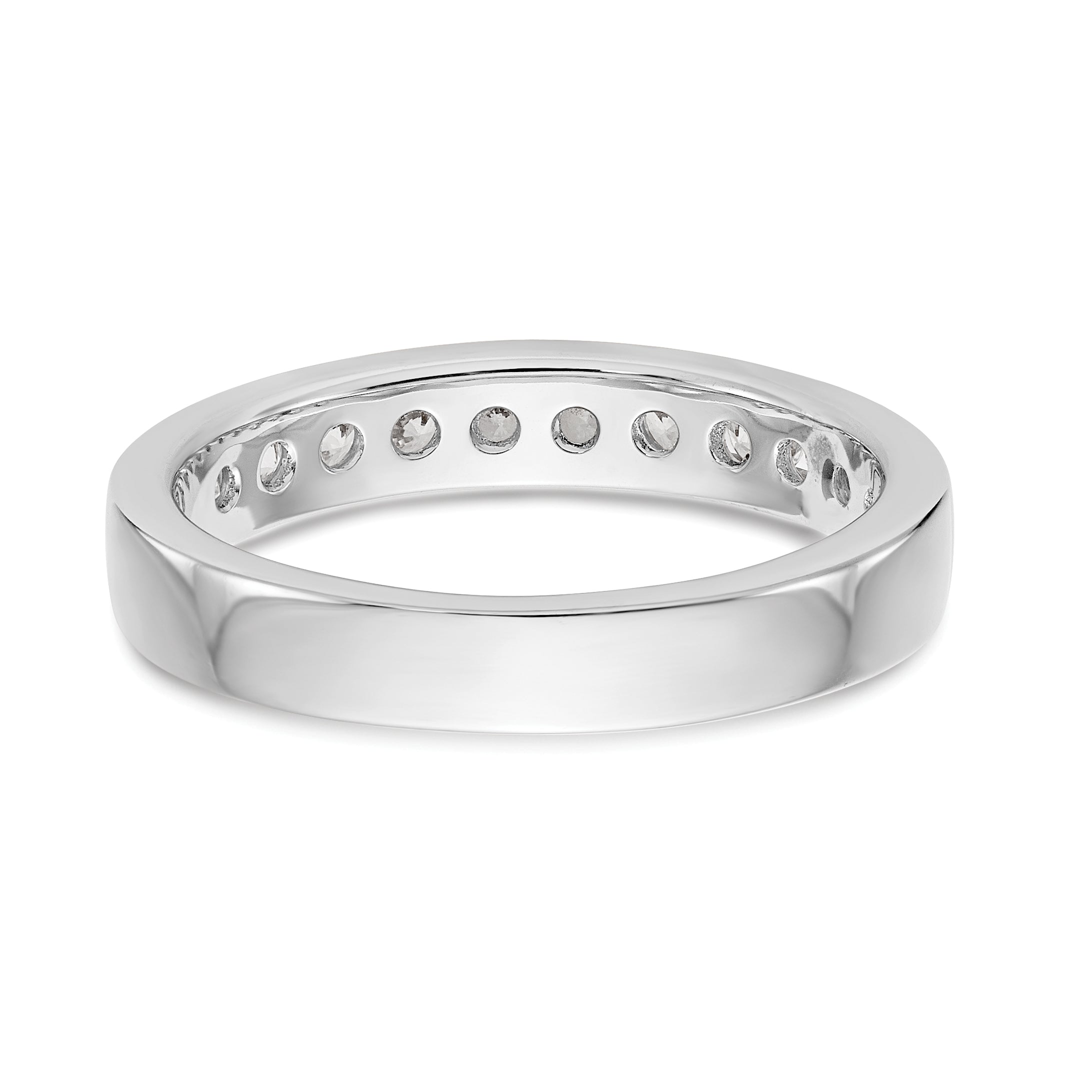 0.55ct. CZ Solid Real 14K White Gold 11-2.3mm Stone Channel Wedding Band Ring