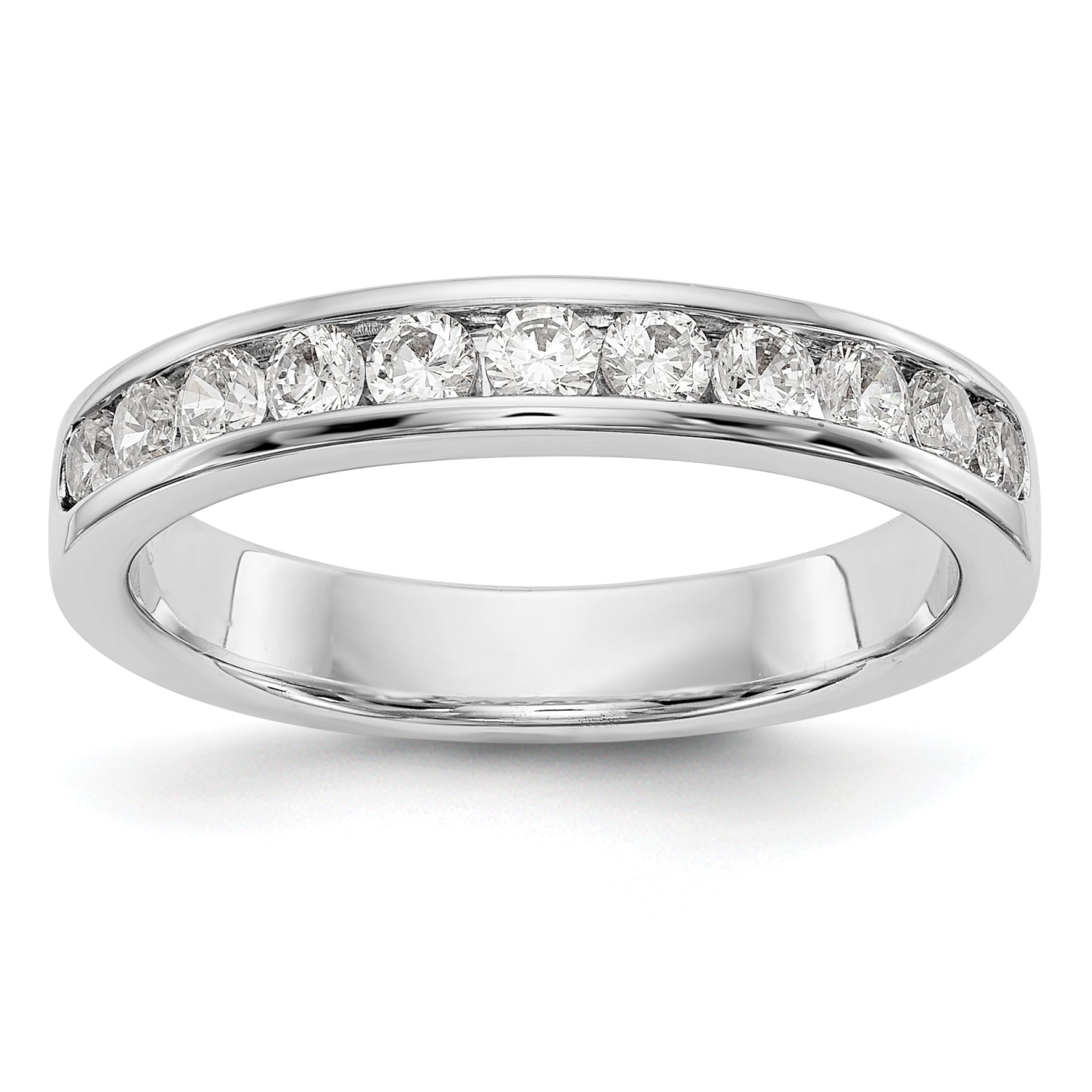 0.55ct. CZ Solid Real 14K White Gold 11-2.3mm Stone Channel Wedding Band Ring