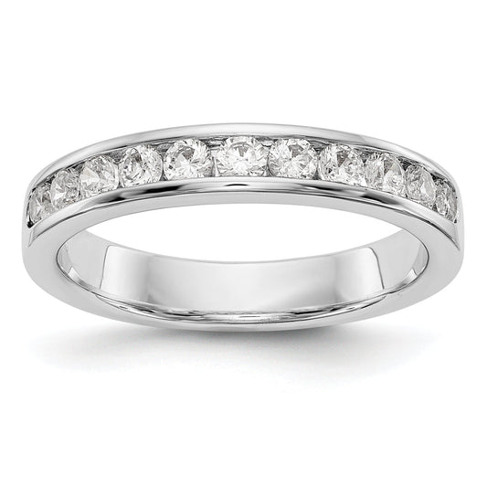 0.55ct. CZ Solid Real 14K White Gold 11-2.3mm Stone Channel Wedding Band Ring