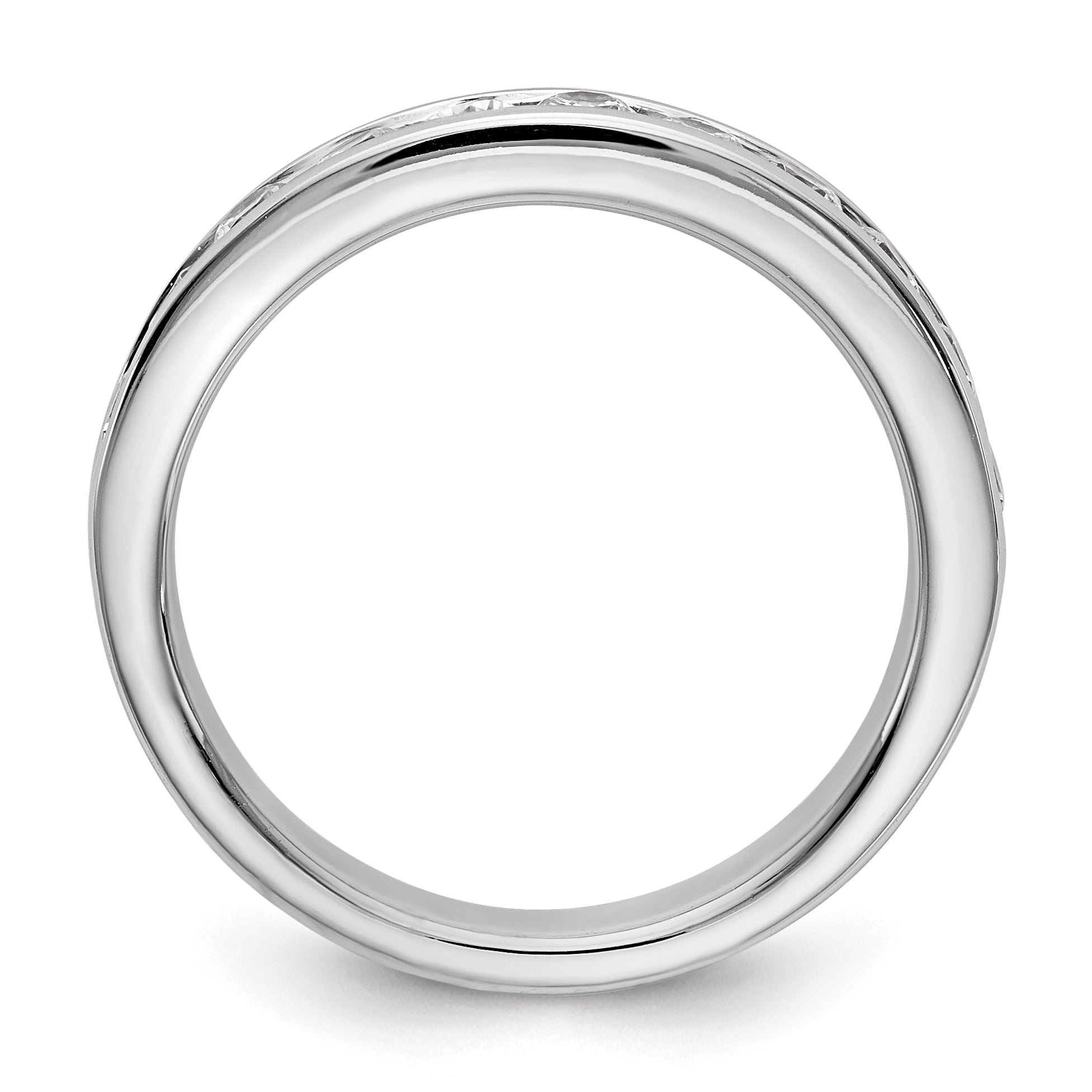 0.77ct. CZ Solid Real 14K White Gold 11-2.6mm Stone Channel Wedding Band Ring