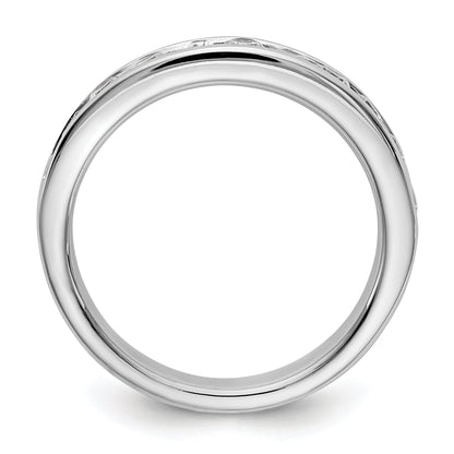 0.77ct. CZ Solid Real 14K White Gold 11-2.6mm Stone Channel Wedding Band Ring