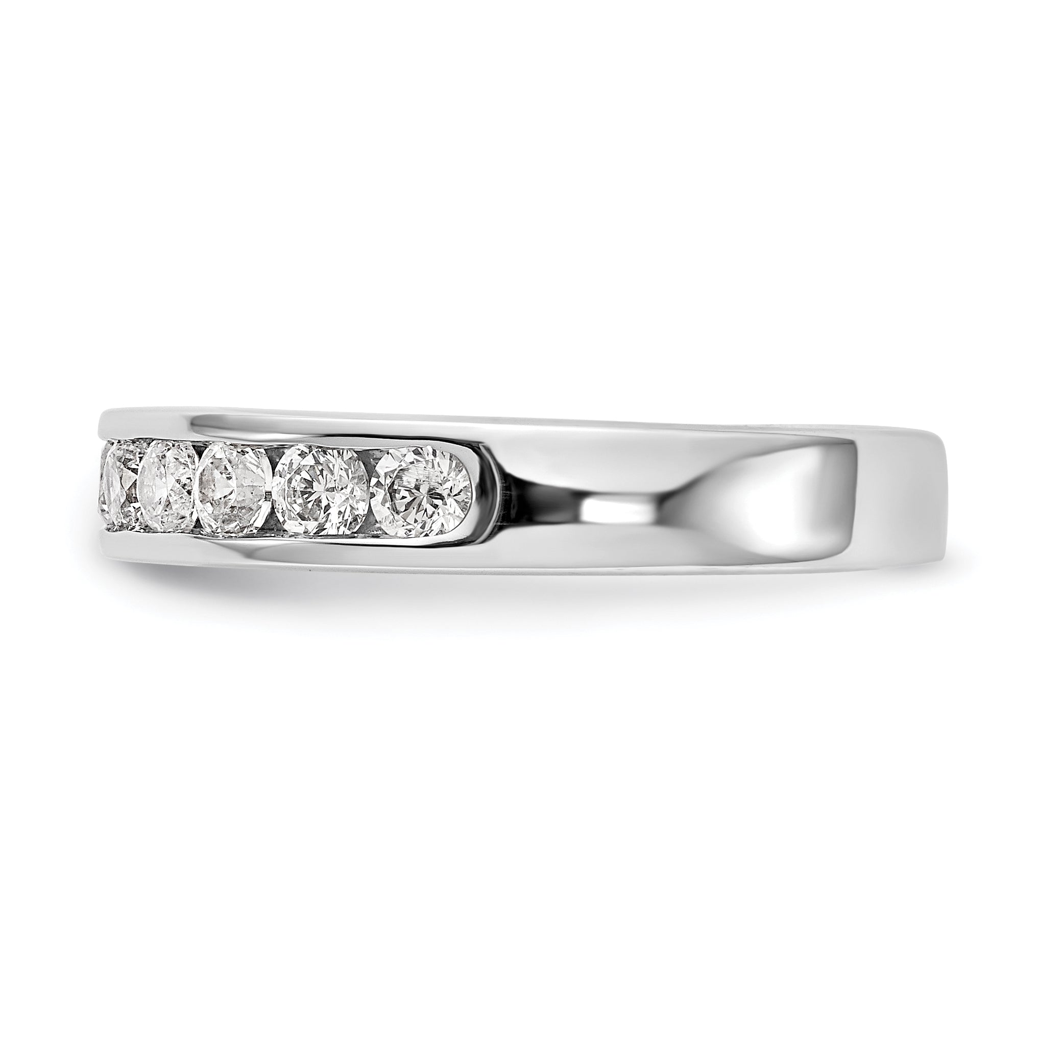 0.77ct. CZ Solid Real 14K White Gold 11-2.6mm Stone Channel Wedding Band Ring