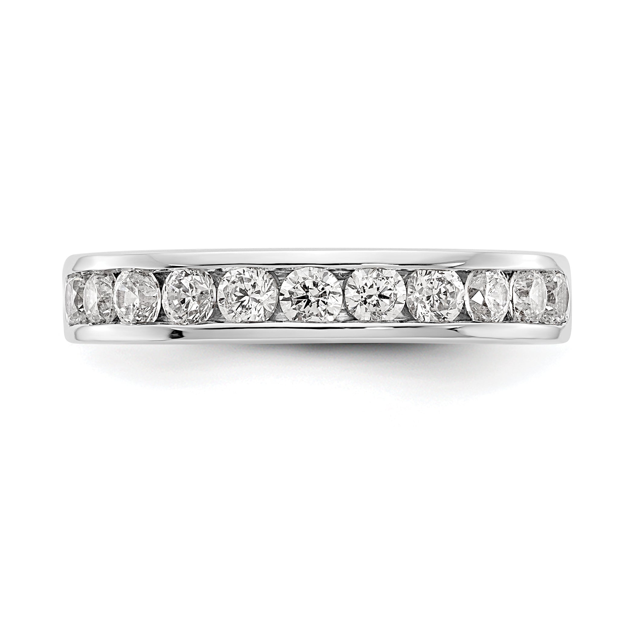 0.77ct. CZ Solid Real 14K White Gold 11-2.6mm Stone Channel Wedding Band Ring
