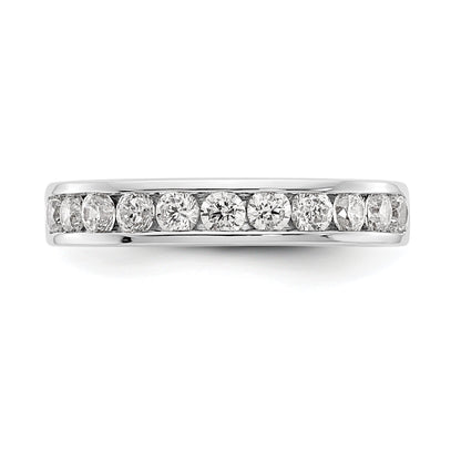 0.77ct. CZ Solid Real 14K White Gold 11-2.6mm Stone Channel Wedding Band Ring