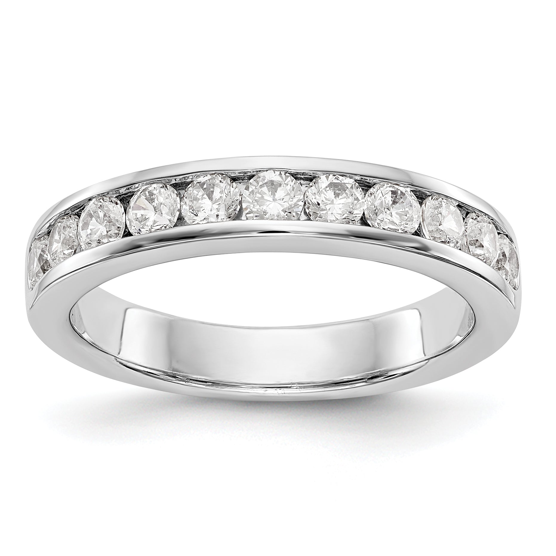 0.77ct. CZ Solid Real 14K White Gold 11-2.6mm Stone Channel Wedding Band Ring