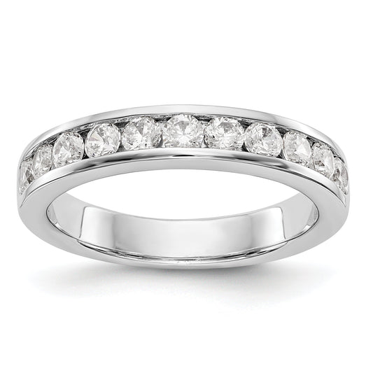 0.77ct. CZ Solid Real 14K White Gold 11-2.6mm Stone Channel Wedding Band Ring