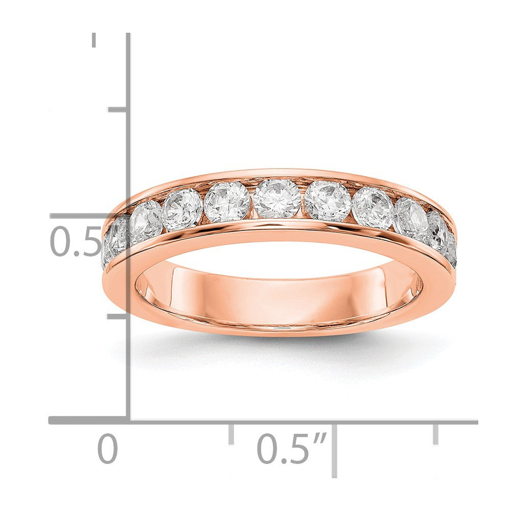 14K Rose Gold 11-Stone Real Diamond Channel Band