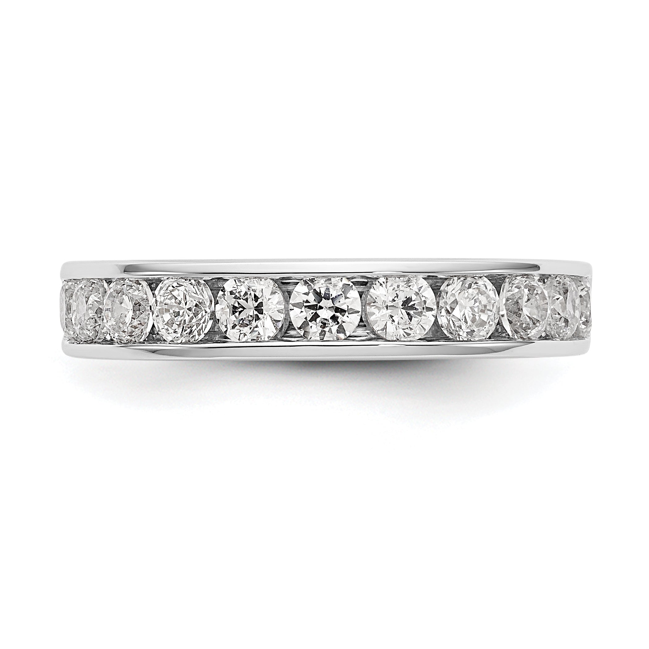 1.02ct. CZ Solid Real 14K White Gold 11-Stone Channel Wedding Band Ring