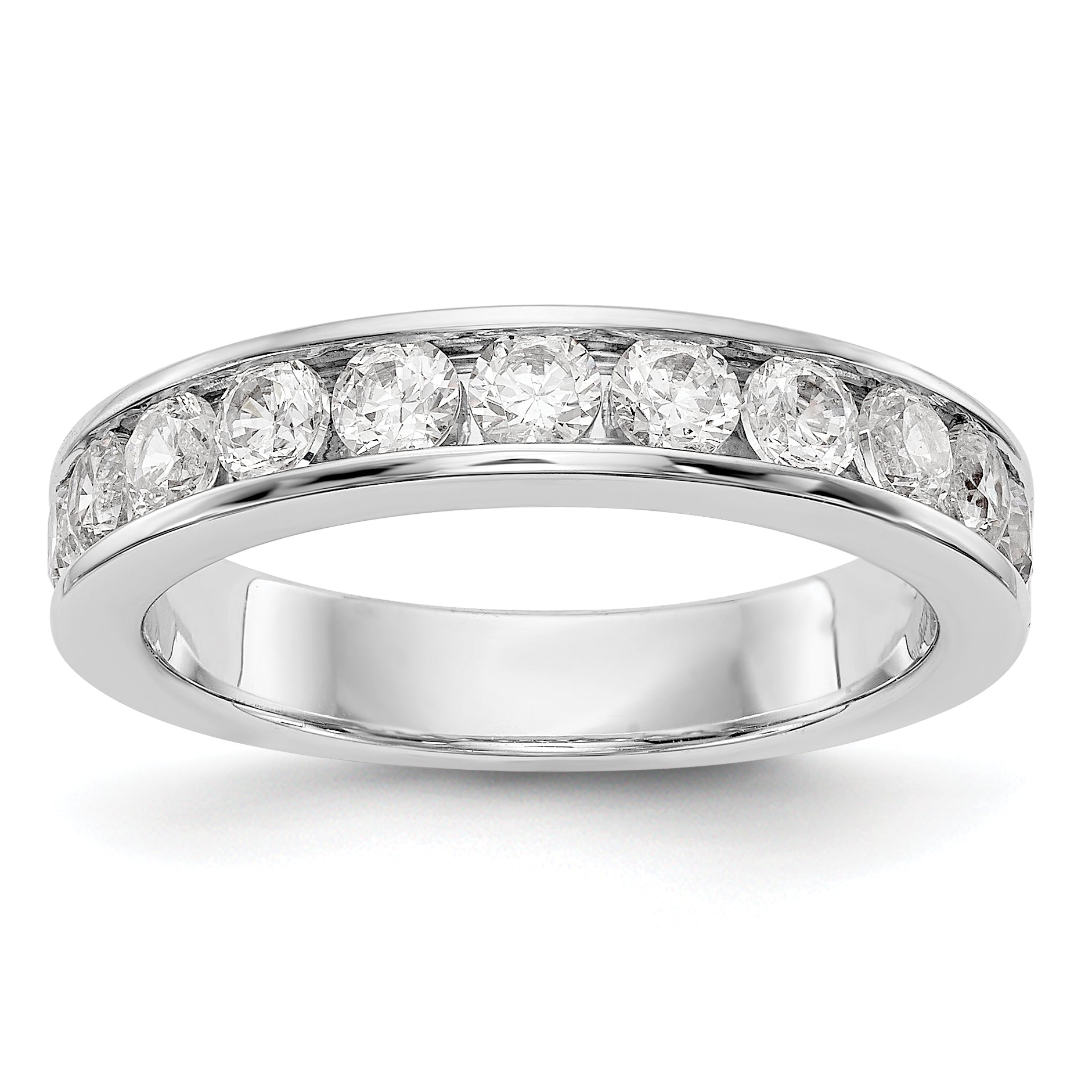 1.02ct. CZ Solid Real 14K White Gold 11-2.9mm Stone Channel Wedding Band Ring