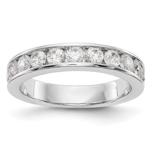1.02ct. CZ Solid Real 14K White Gold 11-Stone Channel Wedding Band Ring