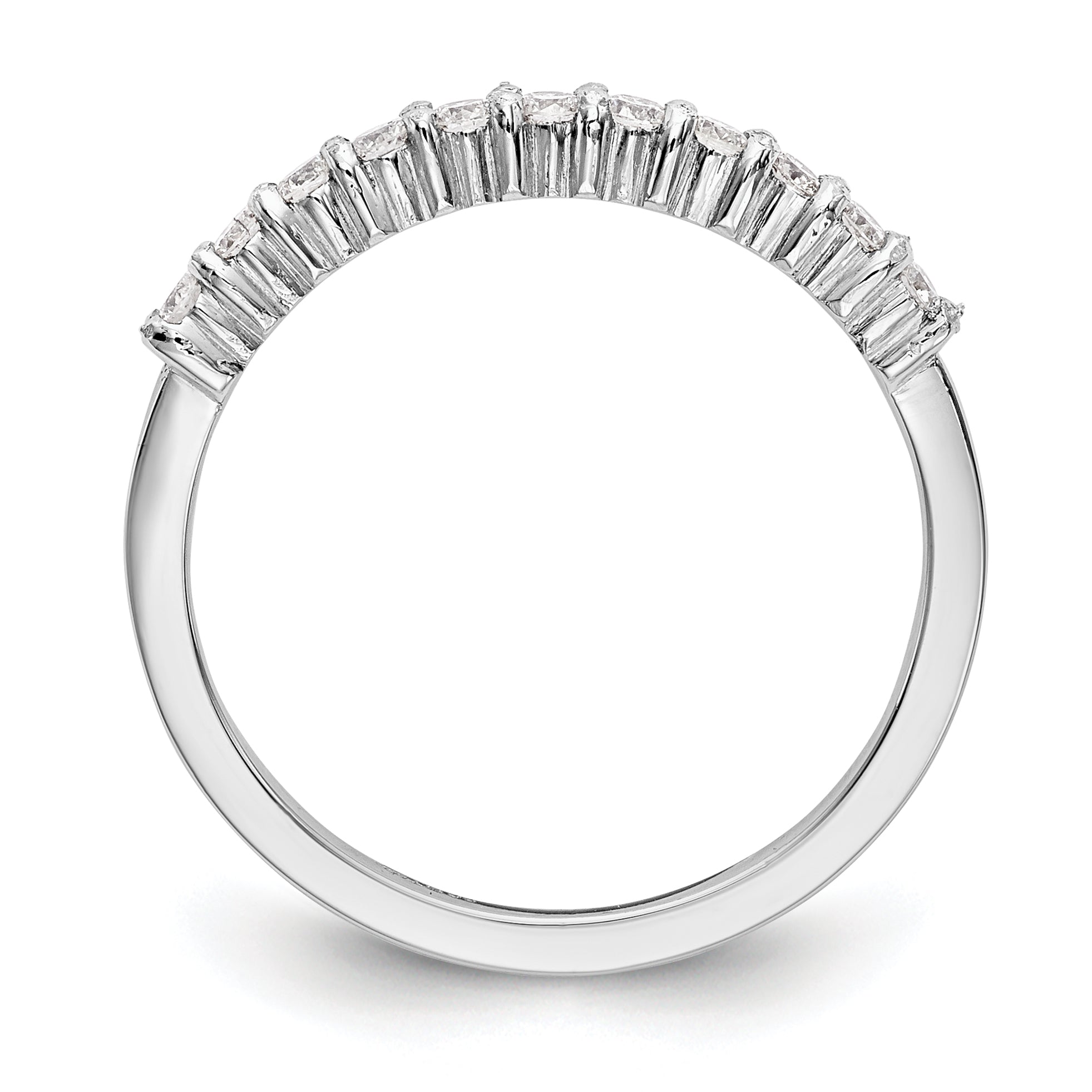 0.22ct. CZ Solid Real 14K White 11-Stone Wedding Band Ring