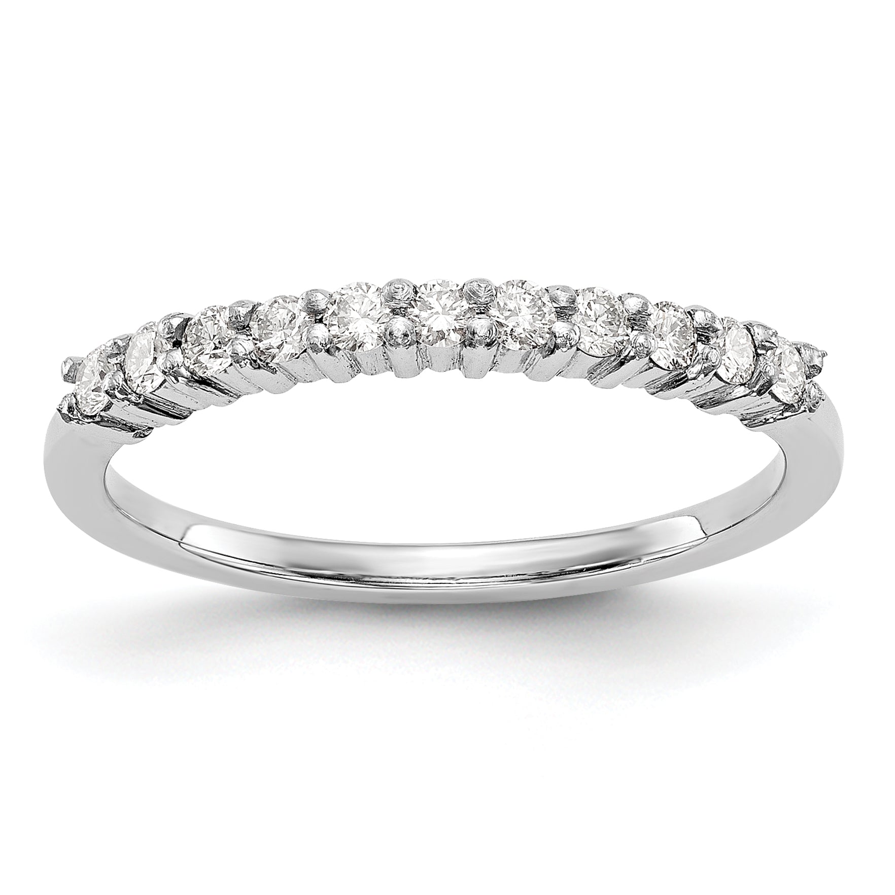 0.22ct. CZ Solid Real 14K White 11-Stone Wedding Band Ring