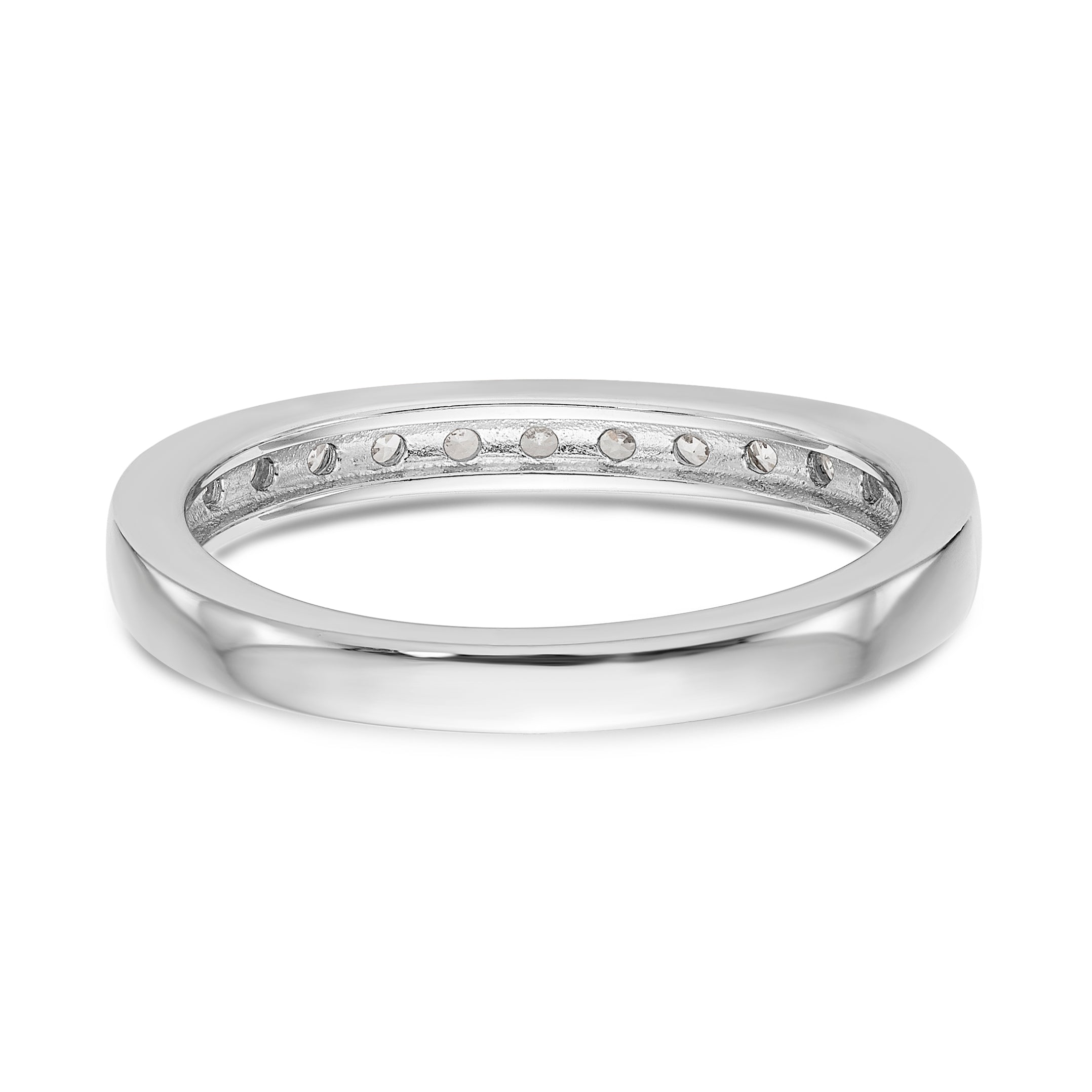 0.17ct. CZ Solid Real 14K White Gold Channel Wedding Band Ring