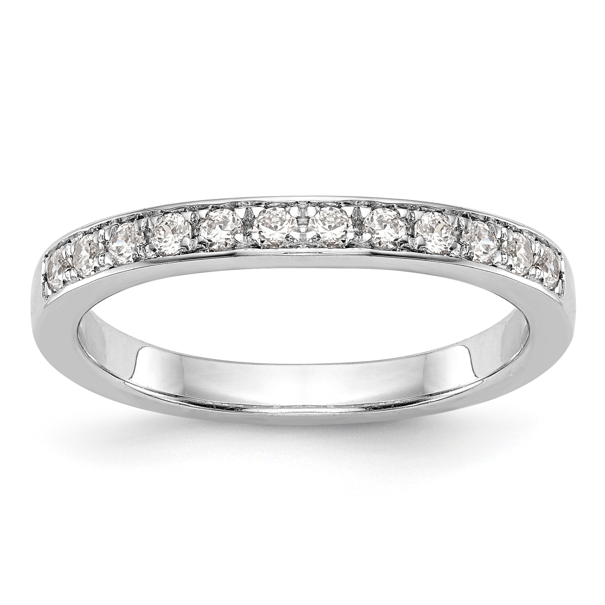 0.17ct. CZ Solid Real 14K White Gold Channel Wedding Band Ring