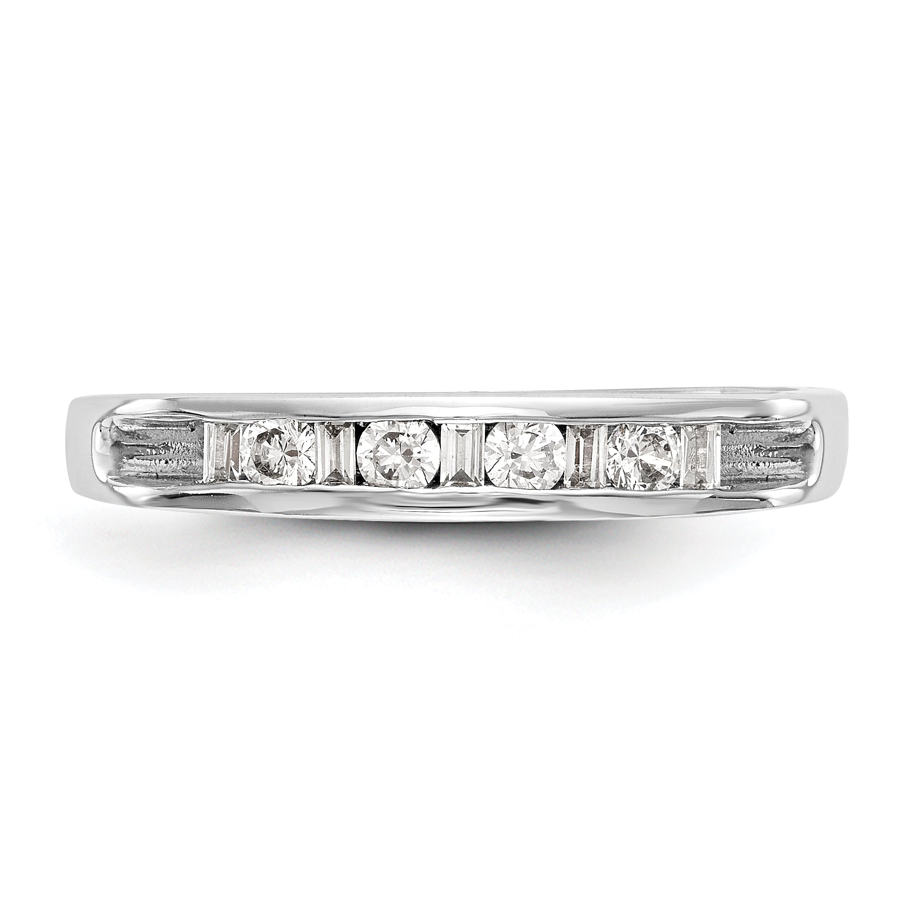 0.21ct. CZ Solid Real 14K White Gold Channel Wedding Band Ring