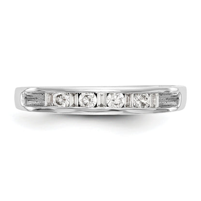 0.21ct. CZ Solid Real 14K White Gold Channel Wedding Band Ring