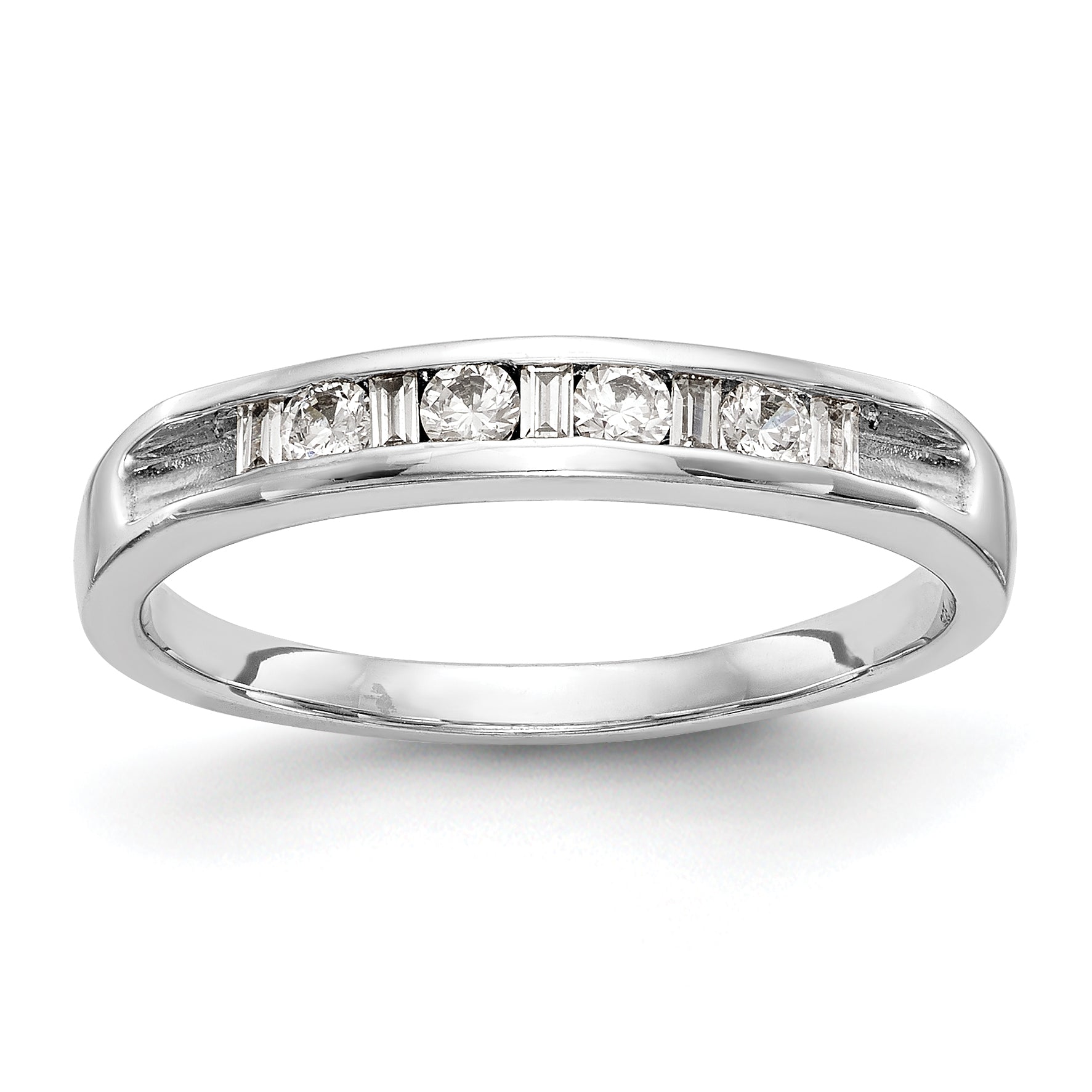 0.21ct. CZ Solid Real 14K White Gold Channel Wedding Band Ring