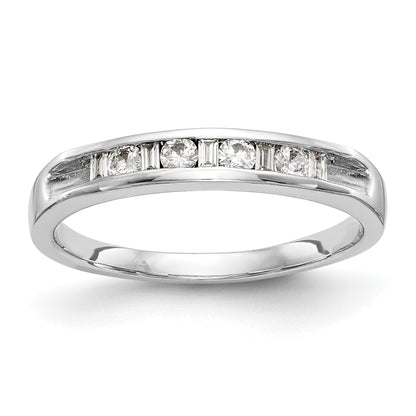 0.21ct. CZ Solid Real 14K White Gold Channel Wedding Band Ring