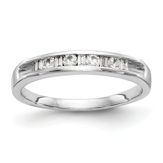 0.21ct. CZ Solid Real 14K White Gold Channel Wedding Band Ring