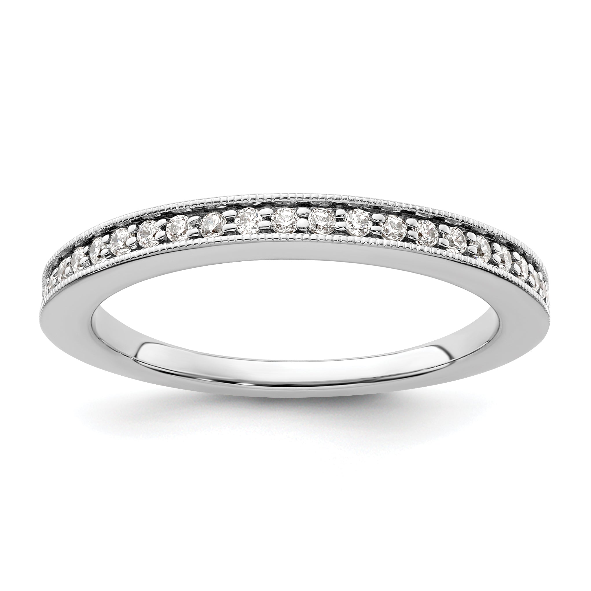 0.17ct. CZ Solid Real 14K White Gold Wedding Band Ring
