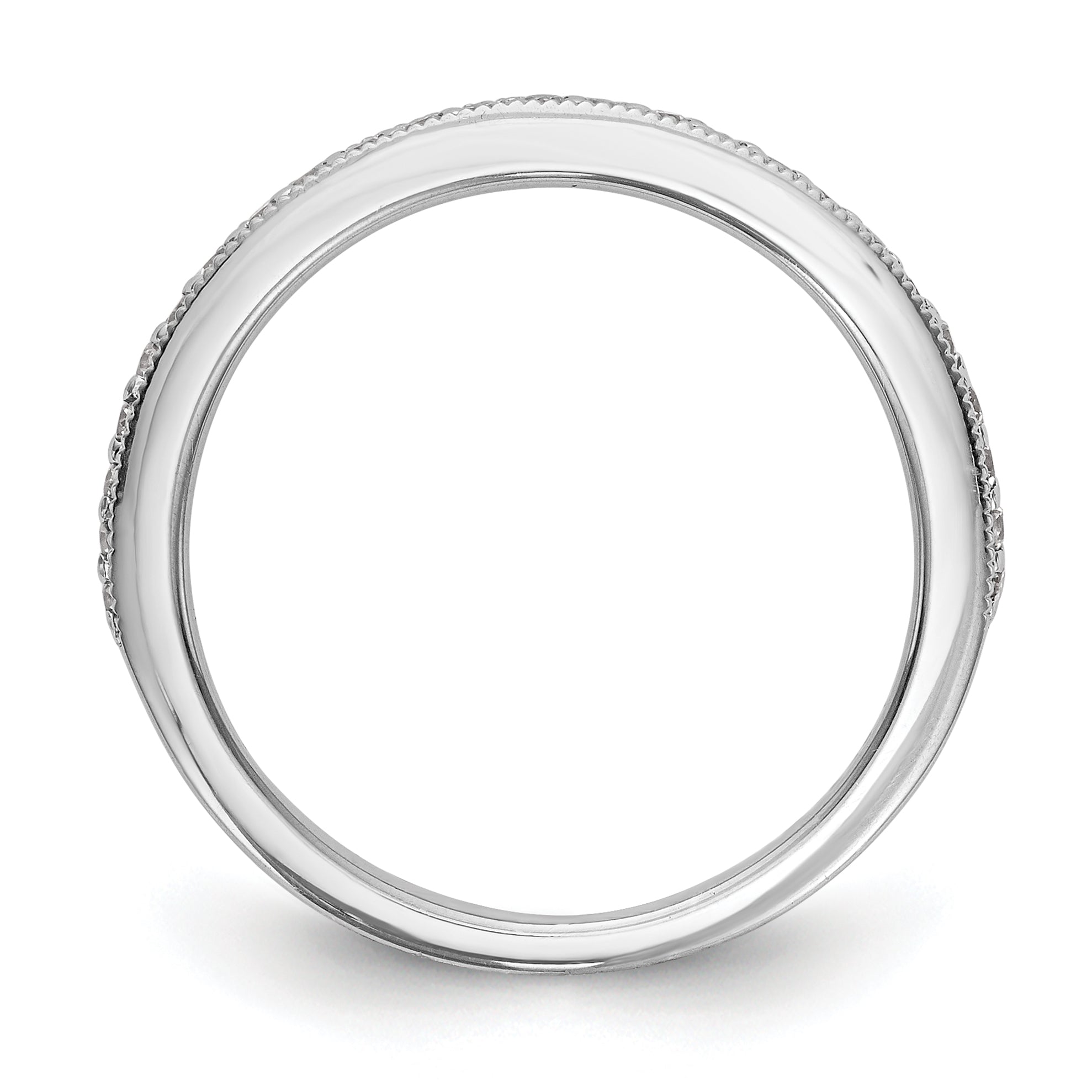 0.17ct. CZ Solid Real 14K White Gold Wedding Band Ring