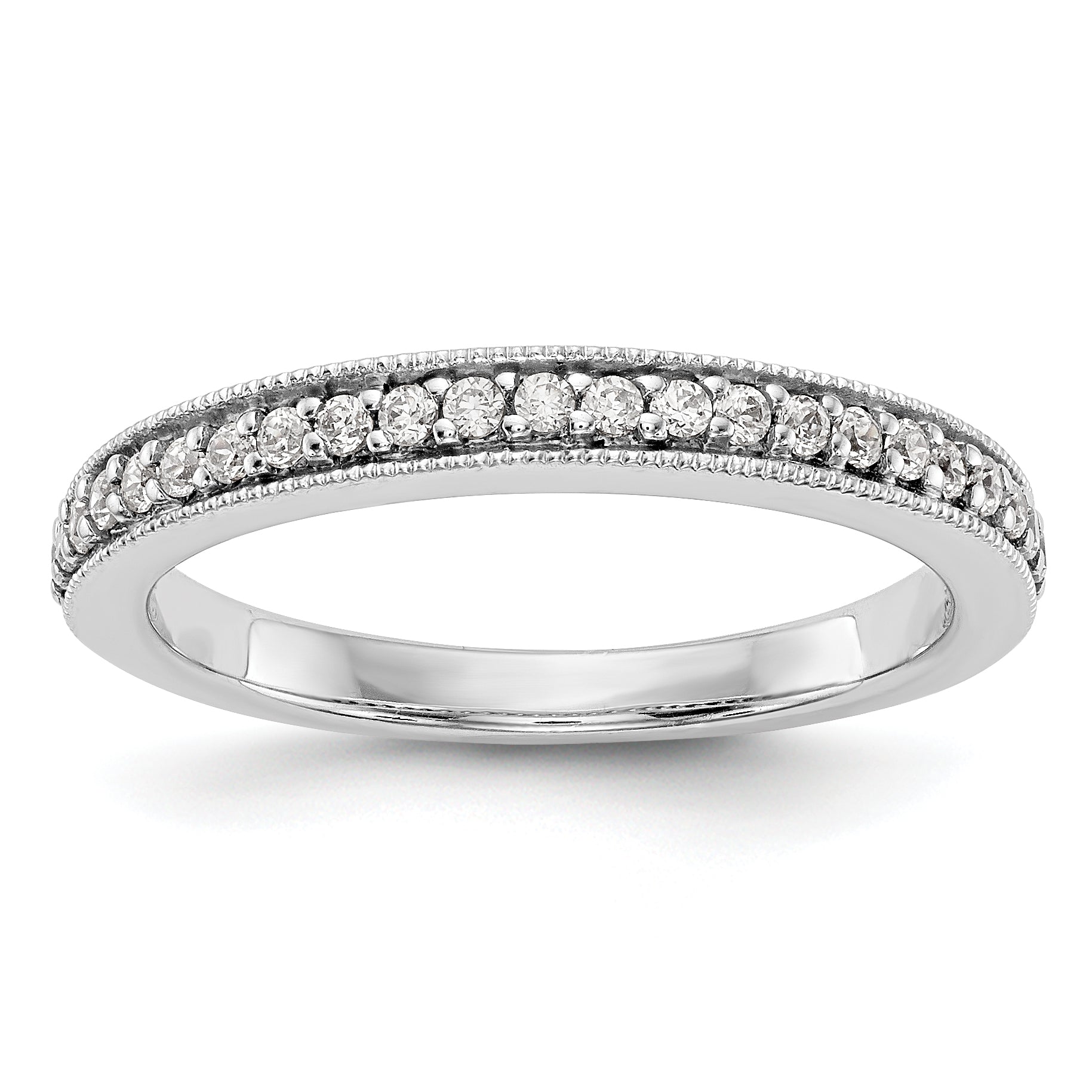 0.25ct. CZ Solid Real 14K White Gold Wedding Band Ring
