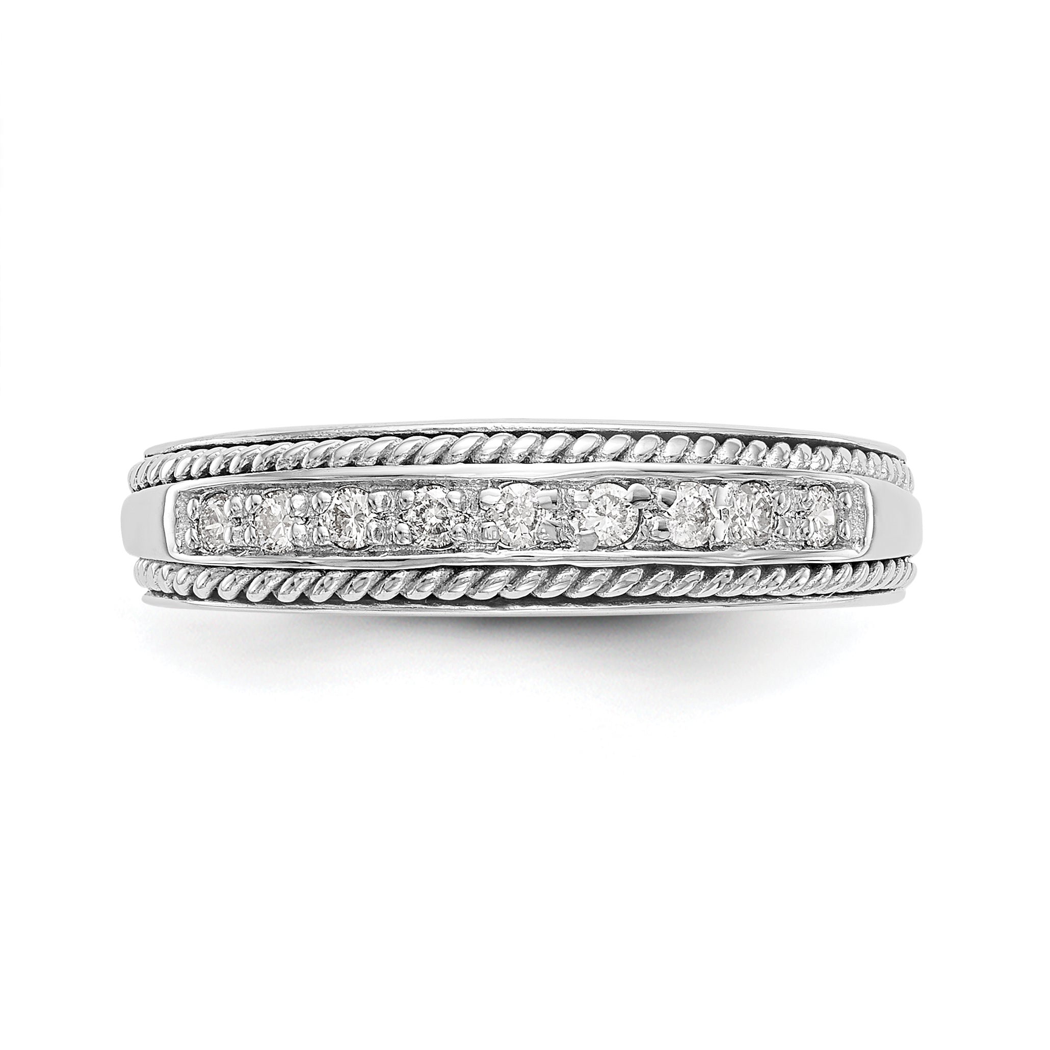 0.14ct. CZ Solid Real 14K White Gold Wedding Band Ring