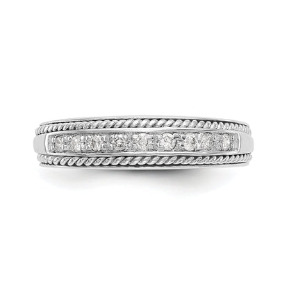0.14ct. CZ Solid Real 14K White Gold Wedding Band Ring