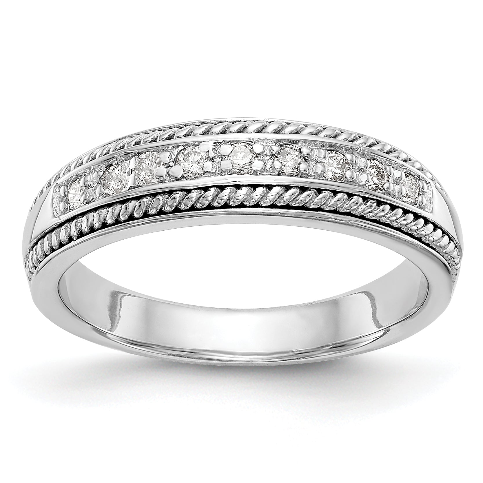 0.14ct. CZ Solid Real 14K White Gold Wedding Band Ring