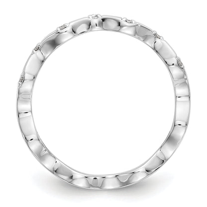 0.04ct. CZ Solid Real 14K White Gold Wedding Band Ring