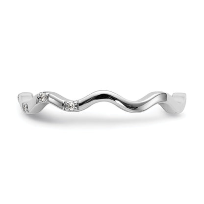 0.04ct. CZ Solid Real 14K White Gold Wedding Band Ring