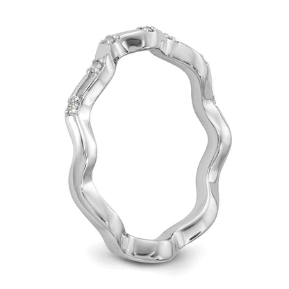 0.04ct. CZ Solid Real 14K White Gold Wedding Band Ring