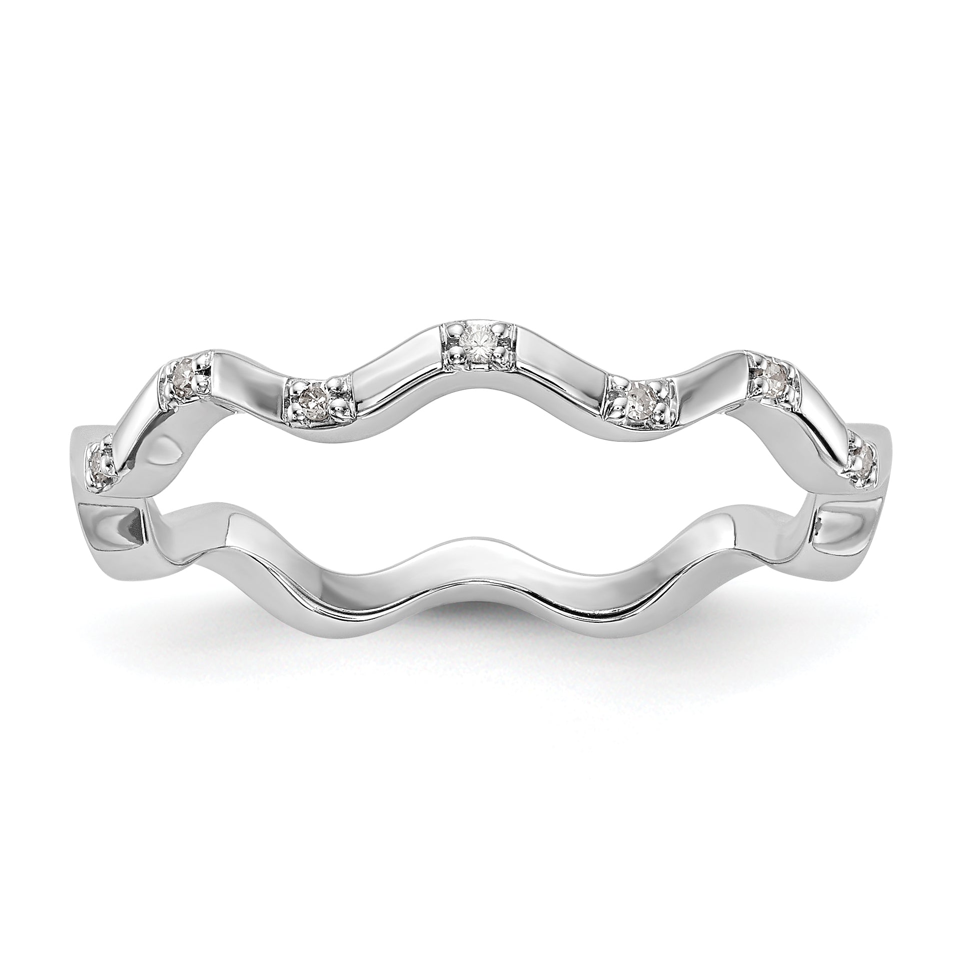 0.04ct. CZ Solid Real 14K White Gold Wedding Band Ring