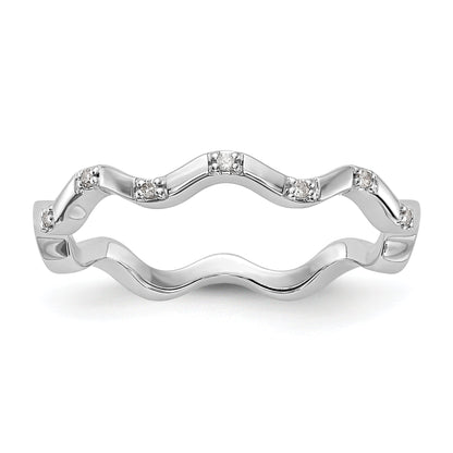 0.04ct. CZ Solid Real 14K White Gold Wedding Band Ring