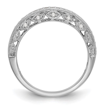 14K White Gold Real Diamond Band