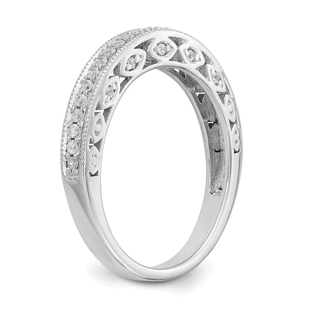 14K White Gold Real Diamond Band